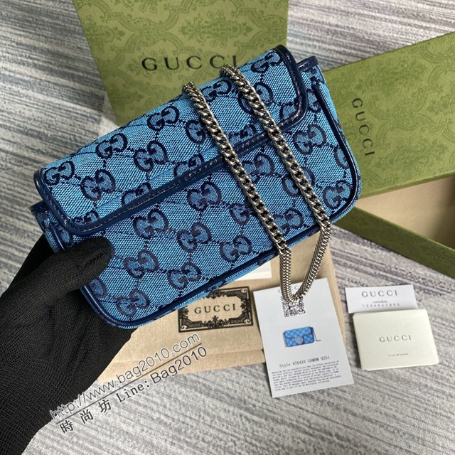 Gucci經典百搭女包 古馳GG Marmont Mini女包 Gucci全皮鏈條迷你小挎包 476433  ydg3275